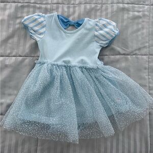 Ruffle Butts Cinderella Light Blue Dress with Tulle Skirt - 18-24M